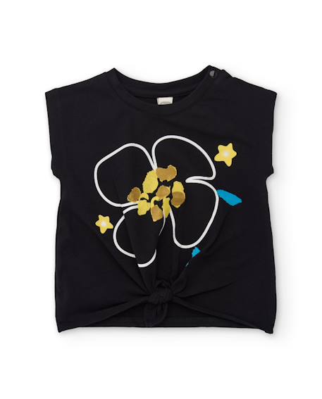 Fille-T-shirt en maille pour fille avec nœud décoratif