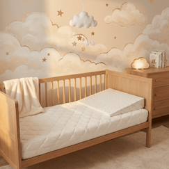 Chambre et rangement-Literie-Pack matelas bébé 60x120 + plan incliné étoiles dorées + protège-matelas - déhoussable et sain