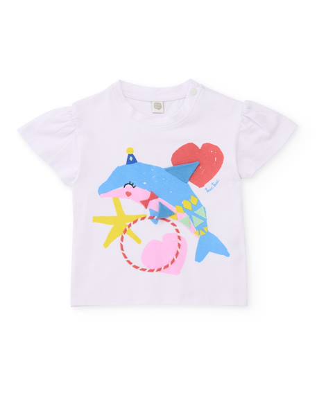 Bébé-T-shirt en maille pour fille avec manche froncée