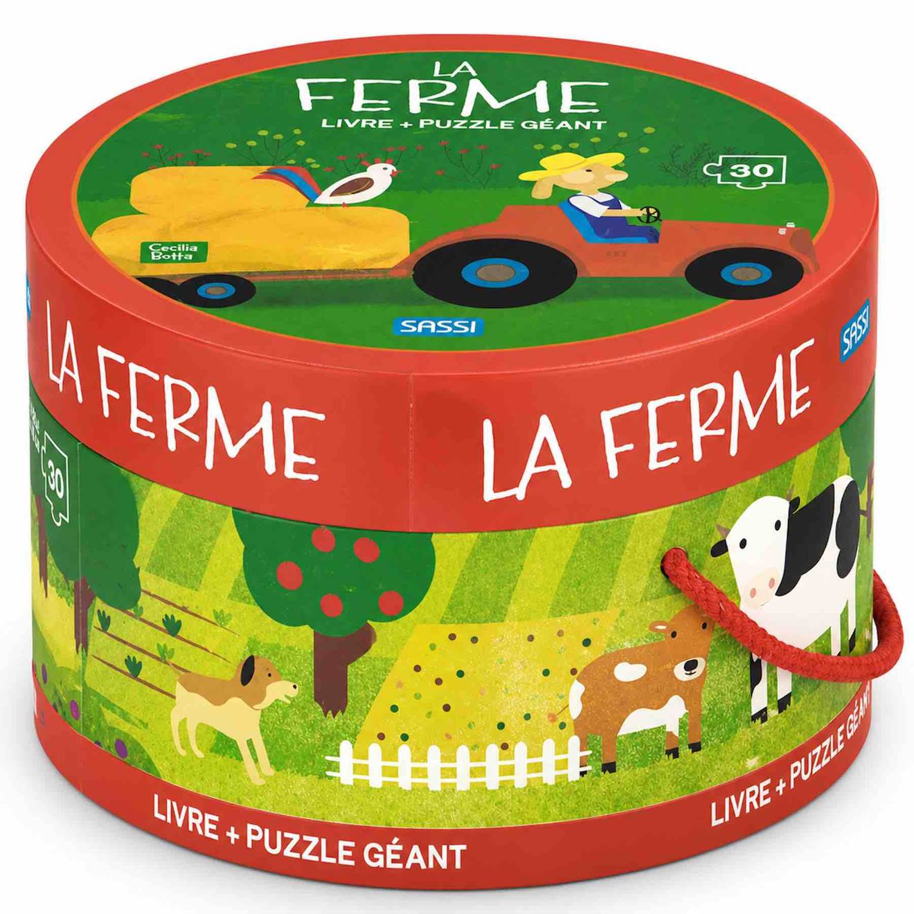 Puzzle Géant Ferme Enfant 30 Pièces Avec Livre Éducatif Rouge