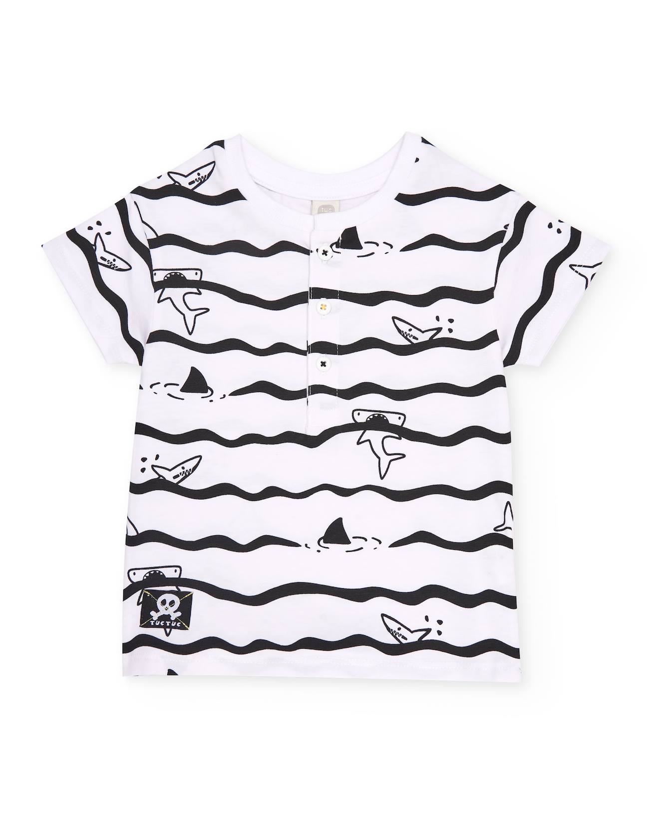 T-shirt En Maille Pour Garon Avec Imprim Requins Blanc 13 €