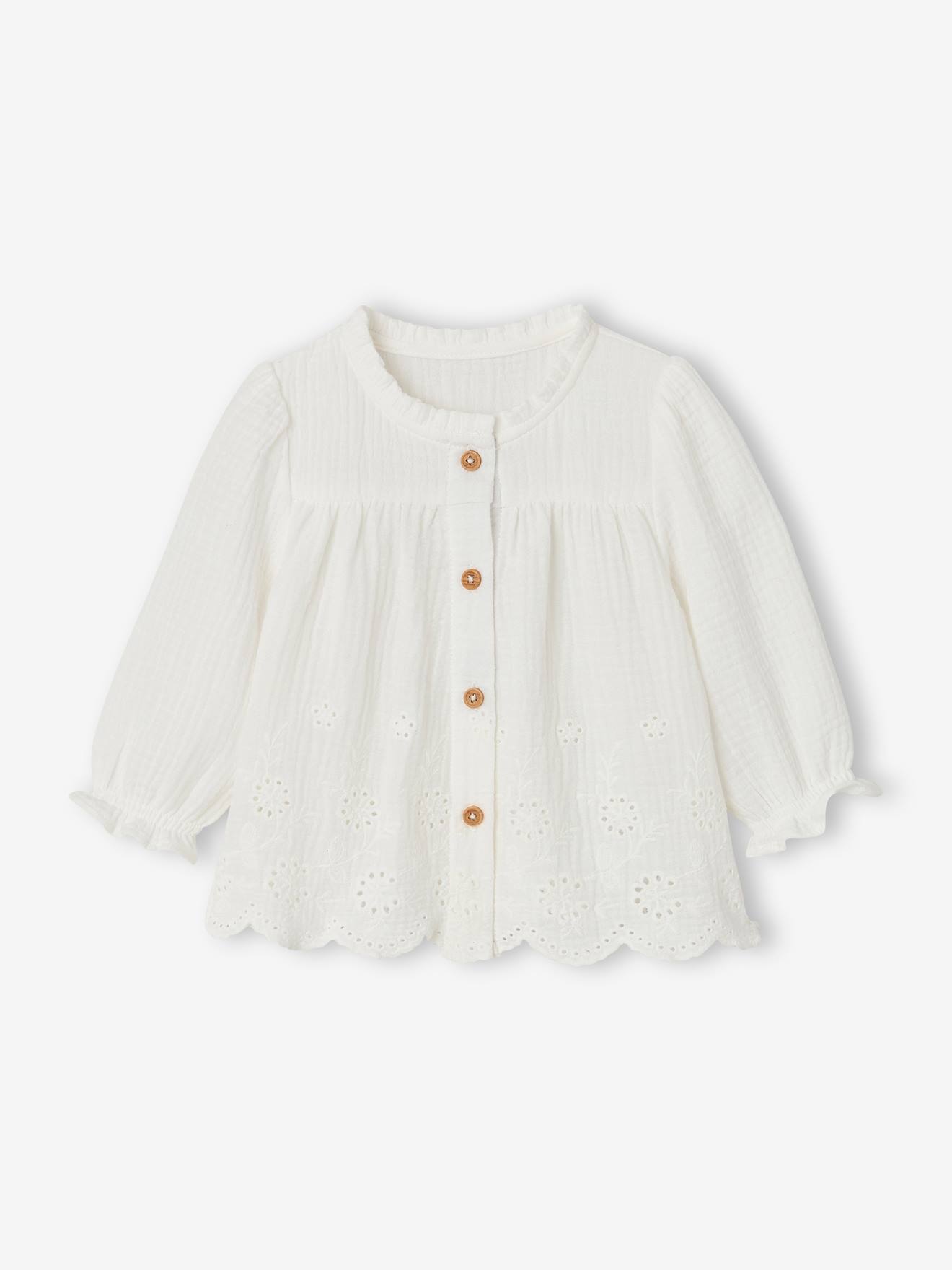 Blouse brodée bébé écru