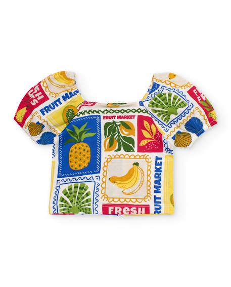 Fille-Blouse fille en maille avec manches bouffantes