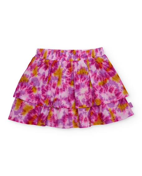 Fille-Jupe fille en tissu tissé avec imprimé tie-dye