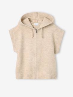 -Gilet sans manches fille à capuche zippé