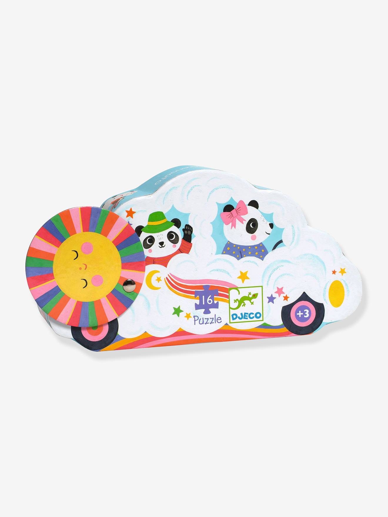 Puzzle 16 pièces voiture nuage multicolore