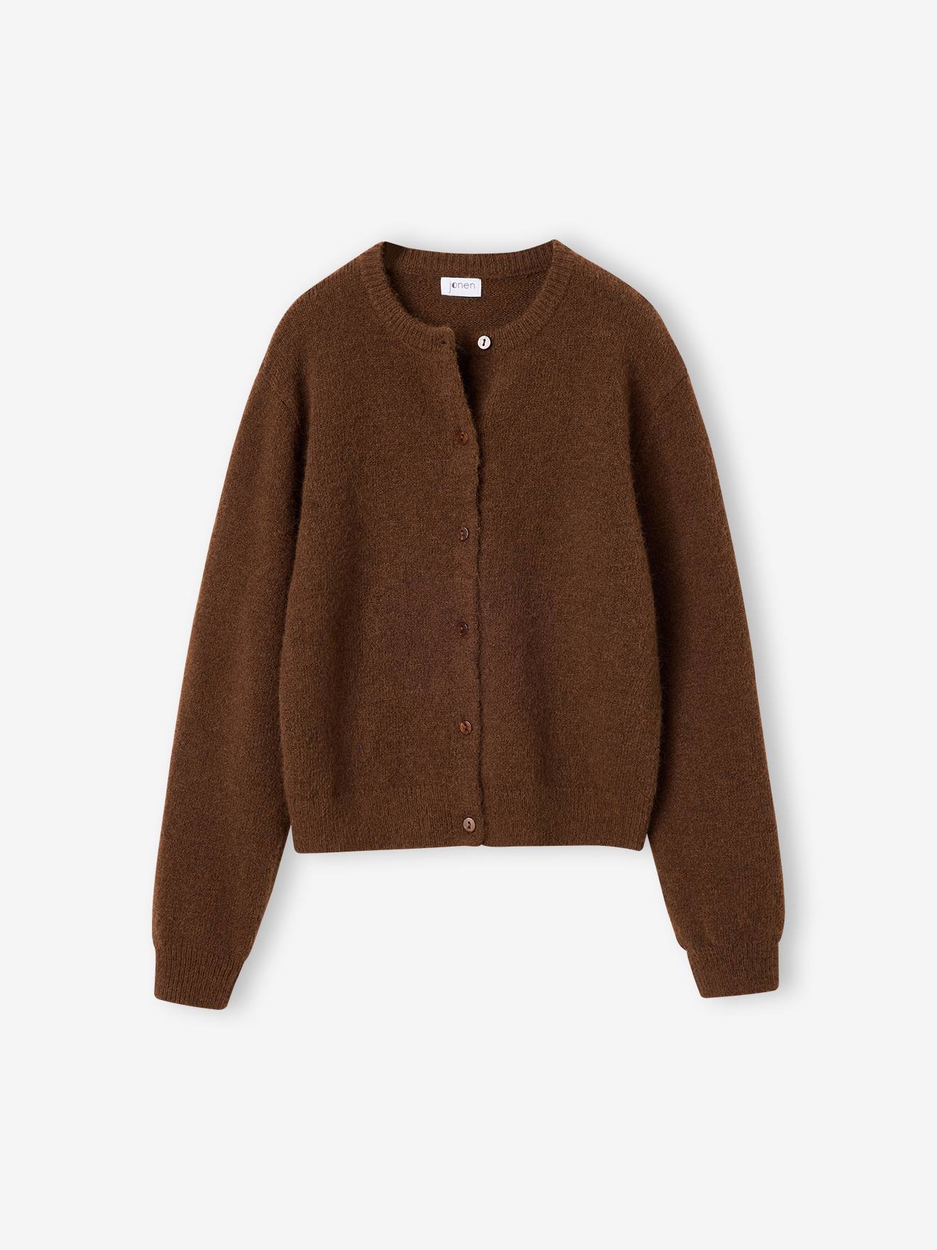 Gilet fille manches longues chocolat