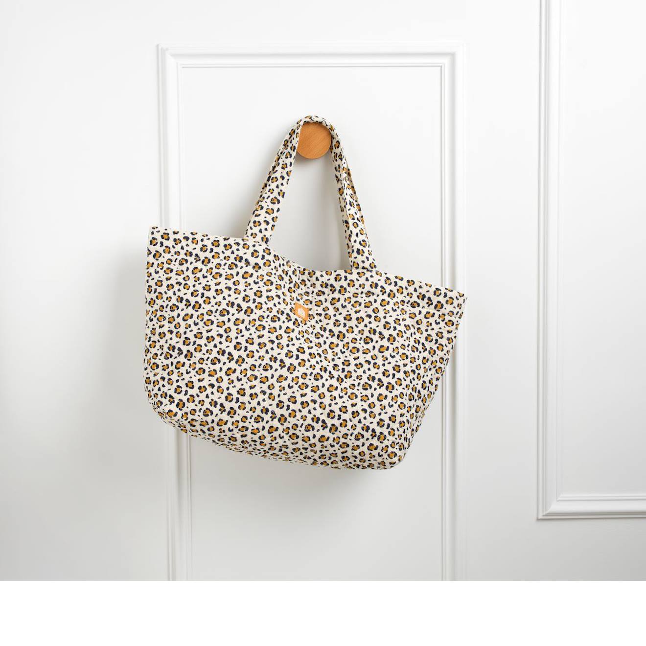 Sac Cabas En Gaze De Coton Matelassé Imprimé Ecru