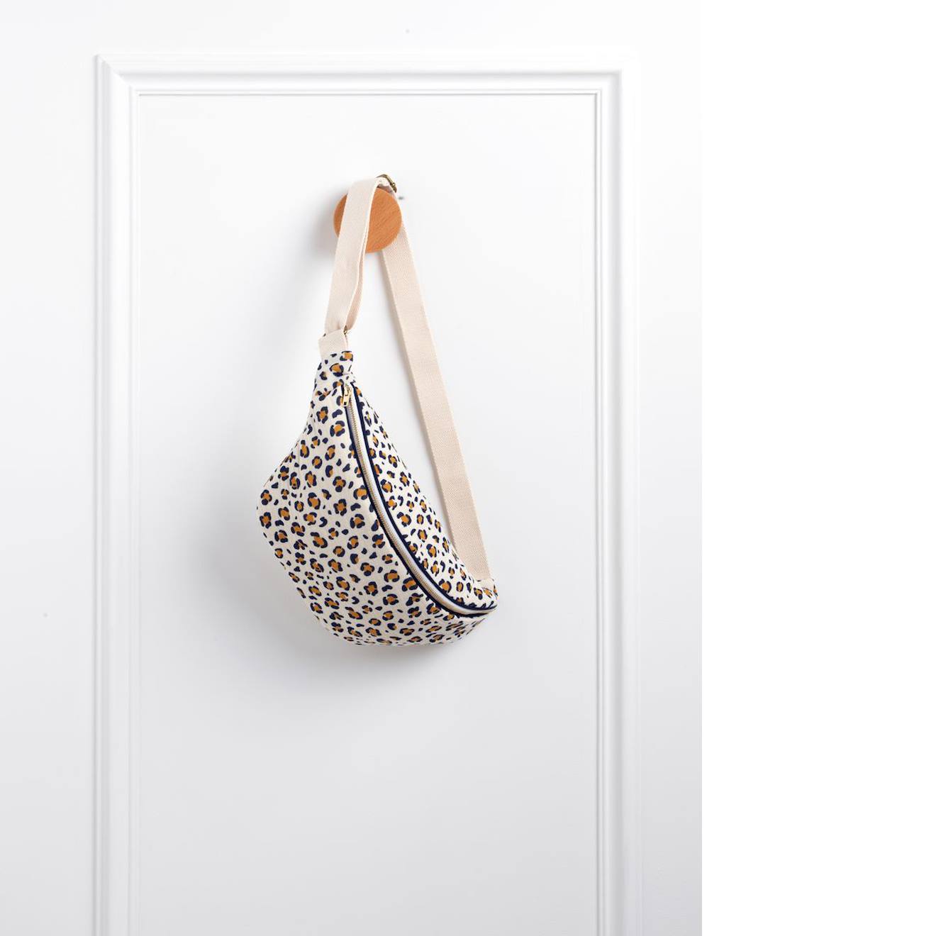Sac Banane En Gaze De Coton Imprimé Léopard Ecru