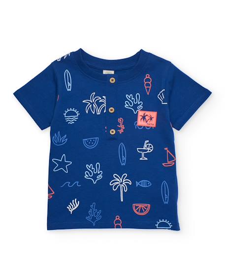 T-shirt pour garçon en maille avec patte de boutonnage sur le devant  - vertbaudet enfant
