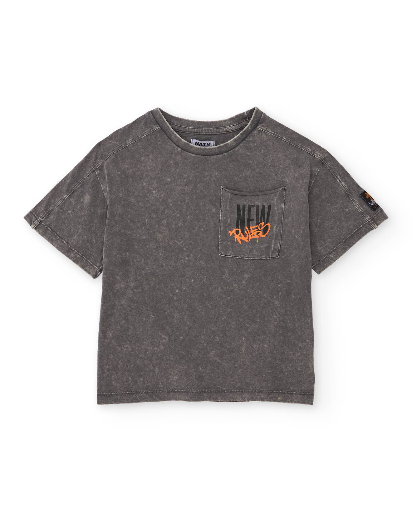 T-shirt Garçon En Maille Effet Délavé Gris