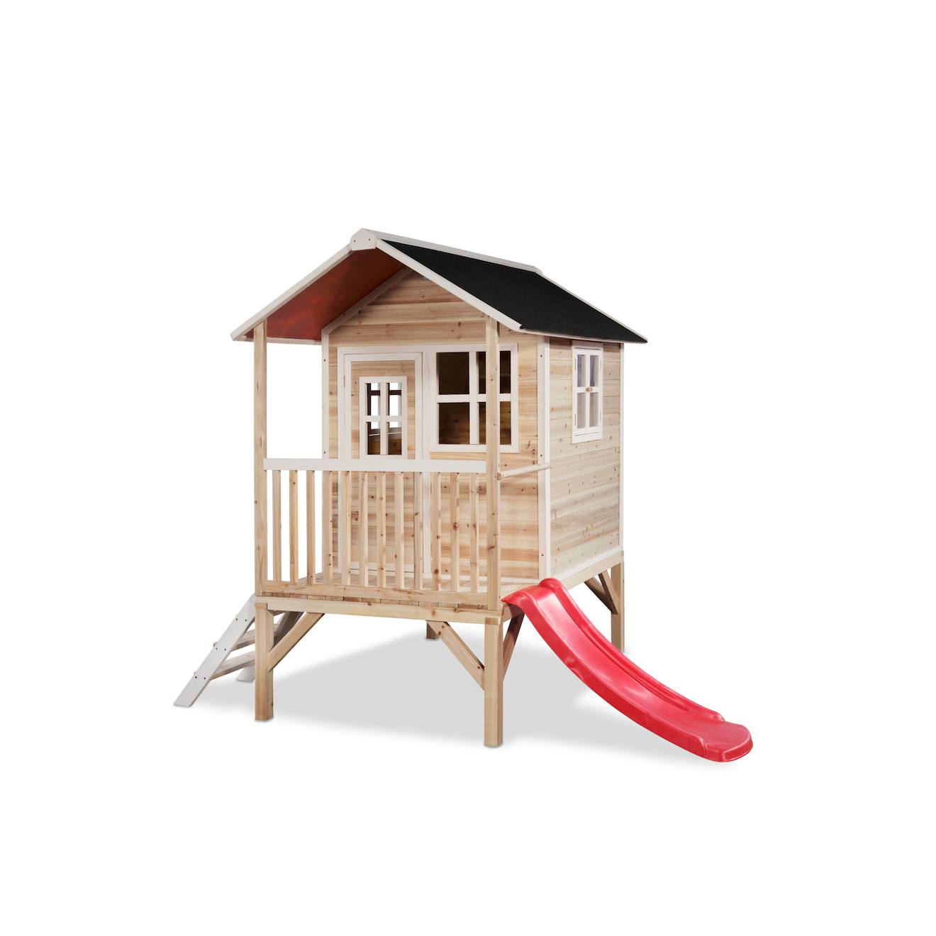 Maisonnette En Bois Fsc Pilotis Toboggan Loft 300 Naturel