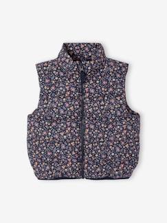 -Doudoune fille sans manches motifs fleurs