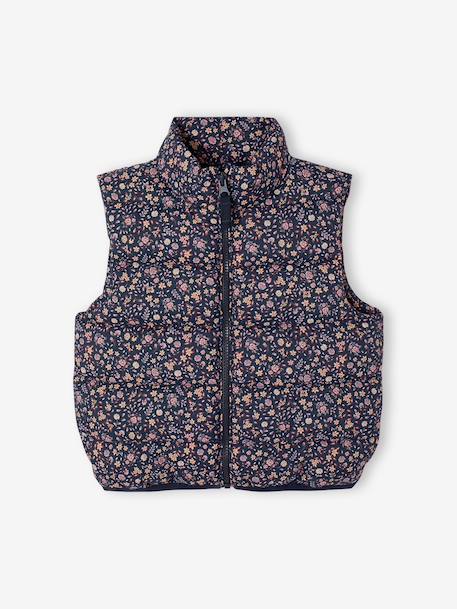 Fille-Manteau-Doudoune fille sans manches motifs fleurs