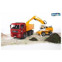 Jouet-Camion à benne basculante man tga avec pelleteuse liebherr