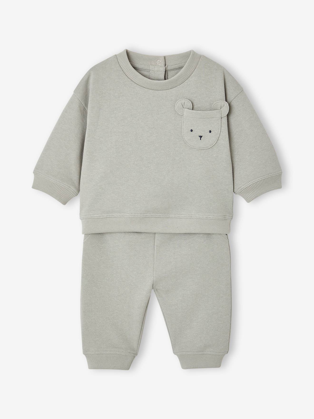 Ensemble sweat et pantalon naissance bébé garçon bleu glacier (Vertbaudet) - Couverture
