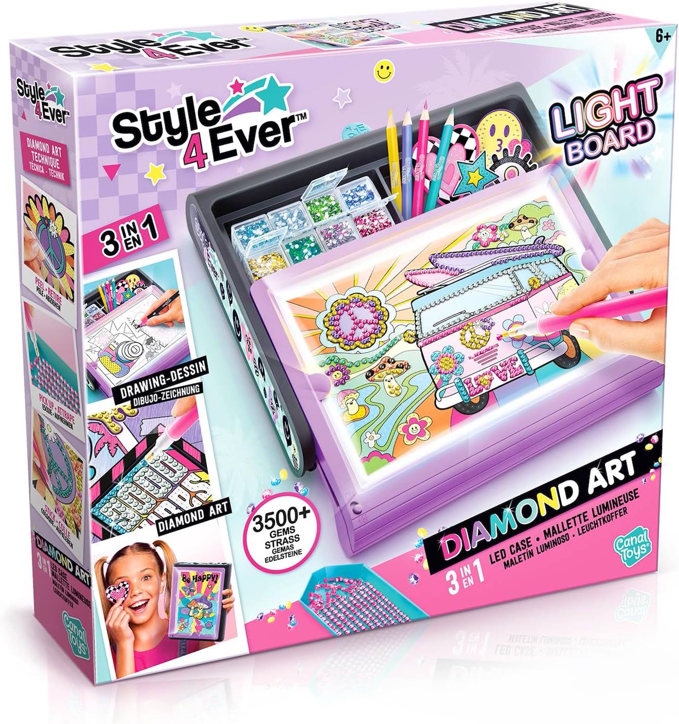 Diamant'art Mallette Lumineuse -activité Manuelle Dès 6 Ans Multicolore