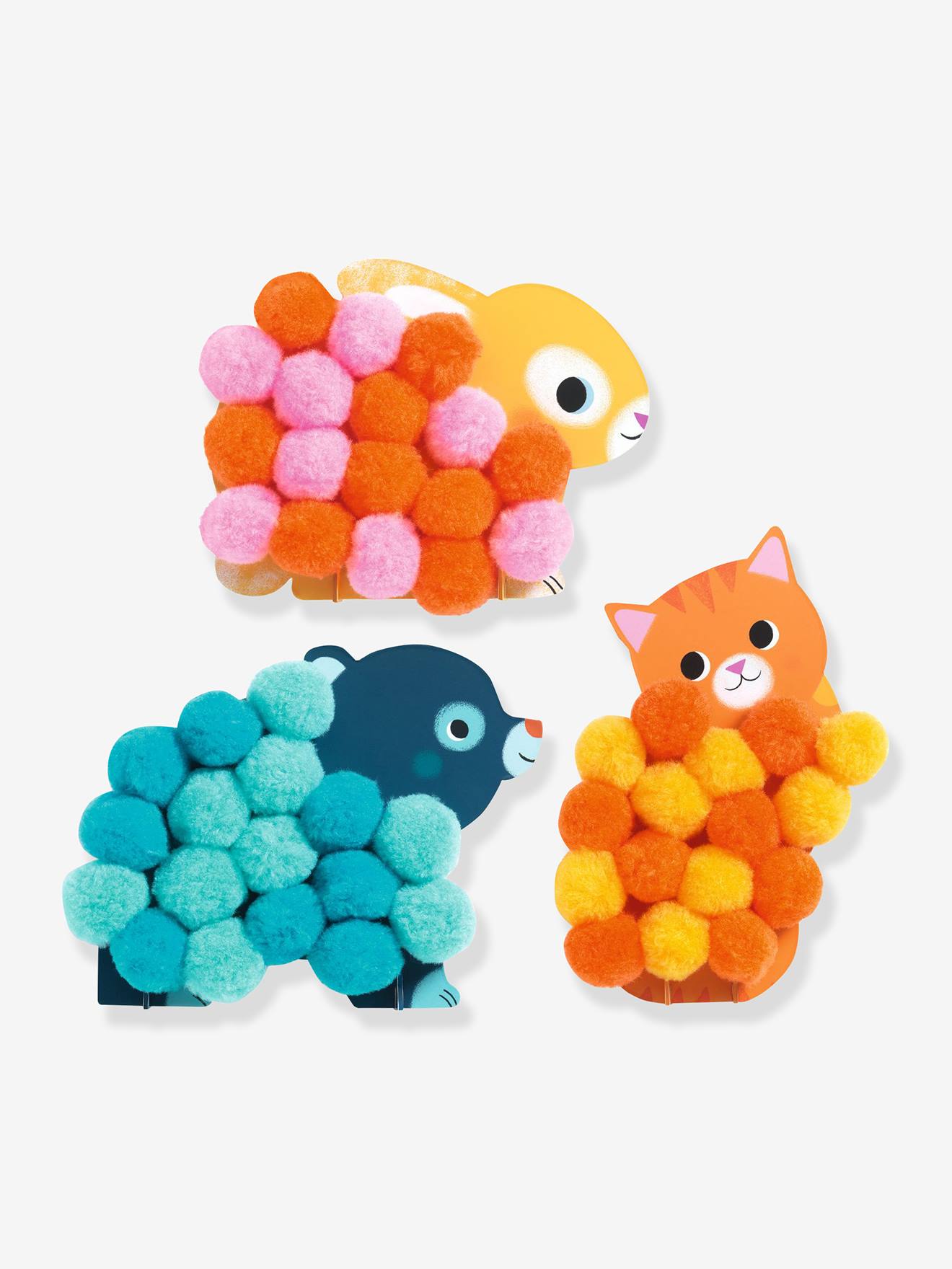 Collage de pompons animaux vert