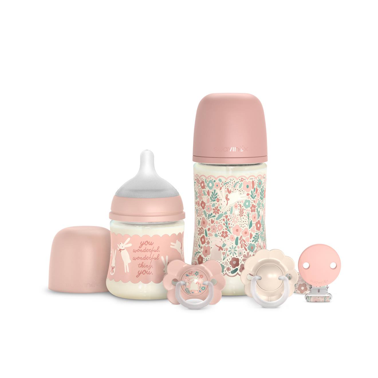 Set De Biberons Welcome Baby Lapin Rose
