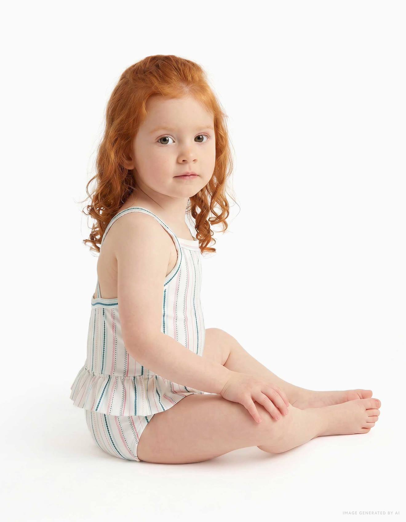 Maillot De Bain Rayures Ethniques Et Volants Bs Blanc 26 €