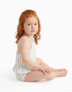 -Maillot de bain à rayures ethniques et volants b&s