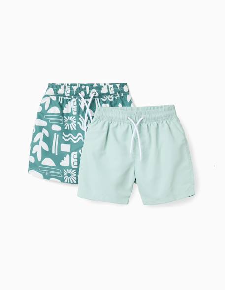 Garçon-Maillot de bain-Lot de 2 shorts de bain unis/imprimés avec cordon de serrage