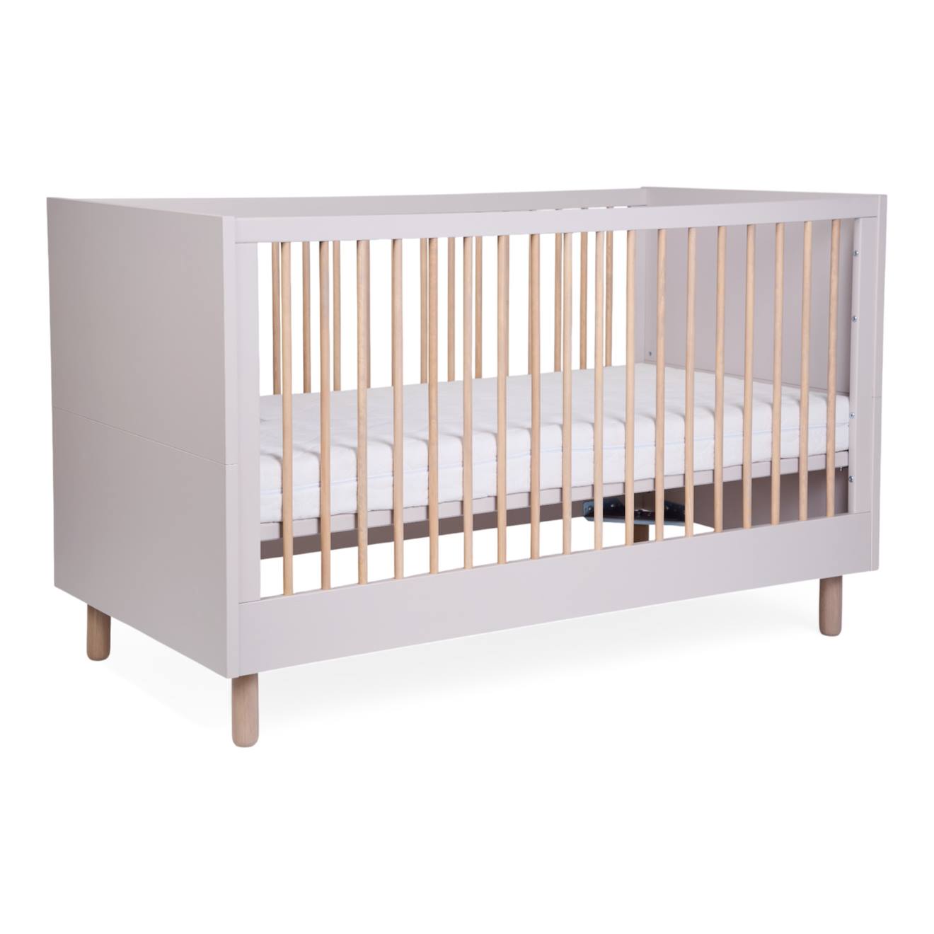 Lit Bébé Évolutif Sommier À Lattes À Hauteur Réglable 70x140cm Terre Argile