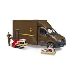 Jouet-Camion ups mercedes benz sprinter avec conducteur et accessoires