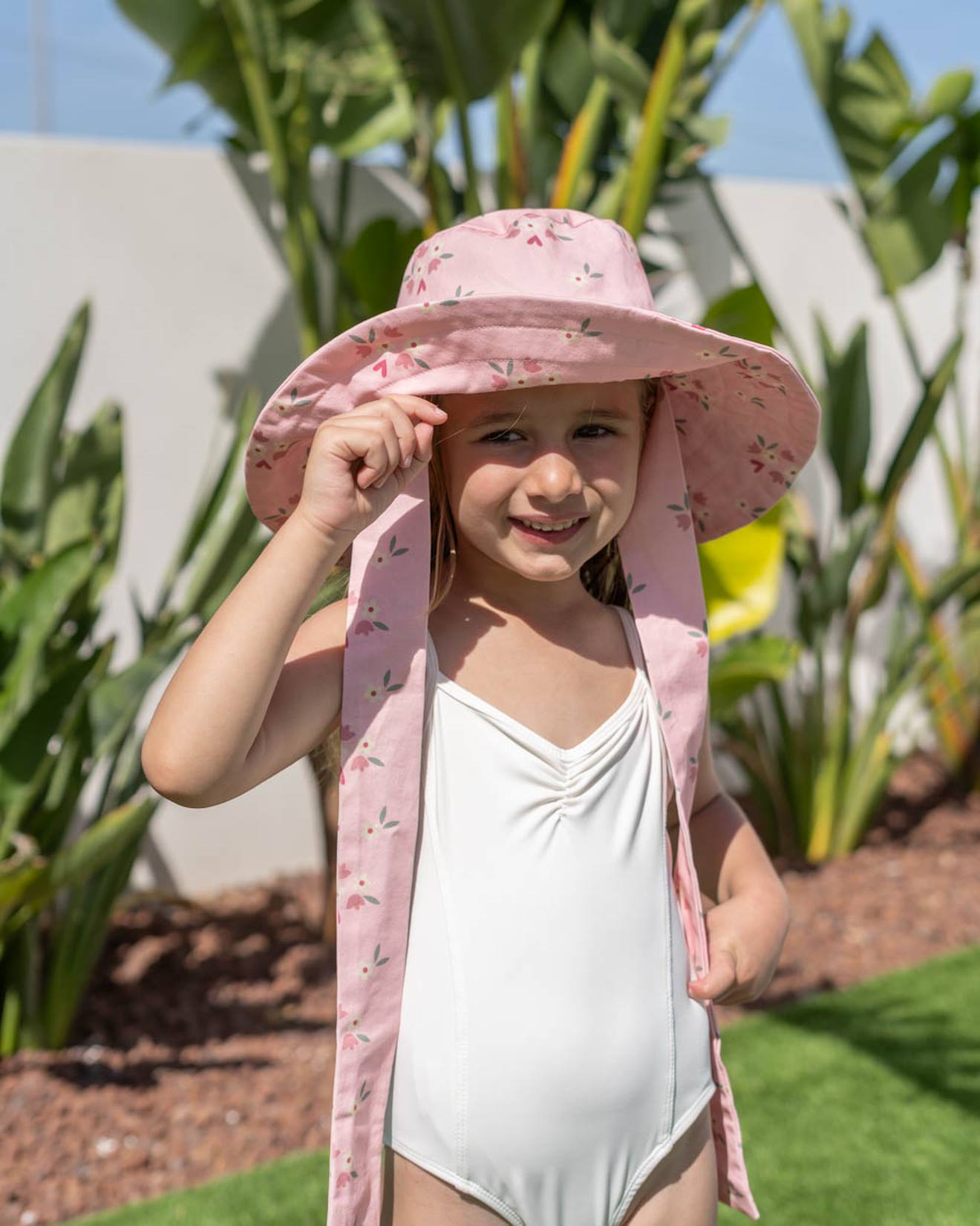 Chapeau Enfant En Coton Protection Soleil Rose