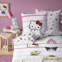 -Parure de lit enfant 140x200, 100% coton, hello kitty