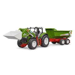 Jouet-Roadmax tracteur avec chargeur avant et remorque basculante