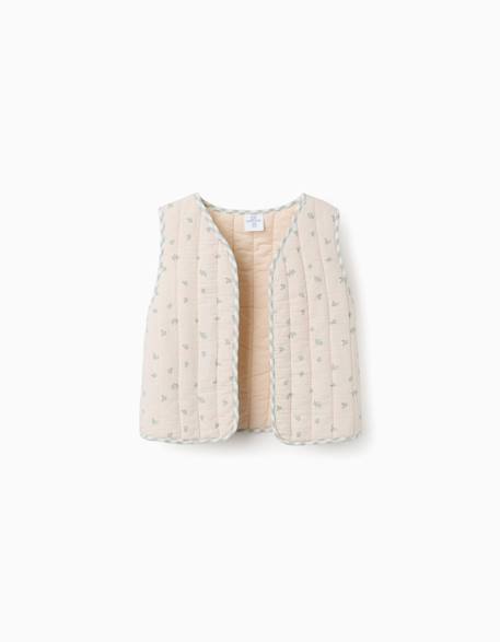 Fille-Manteau, veste-Gilet rembourré en coton à motif
