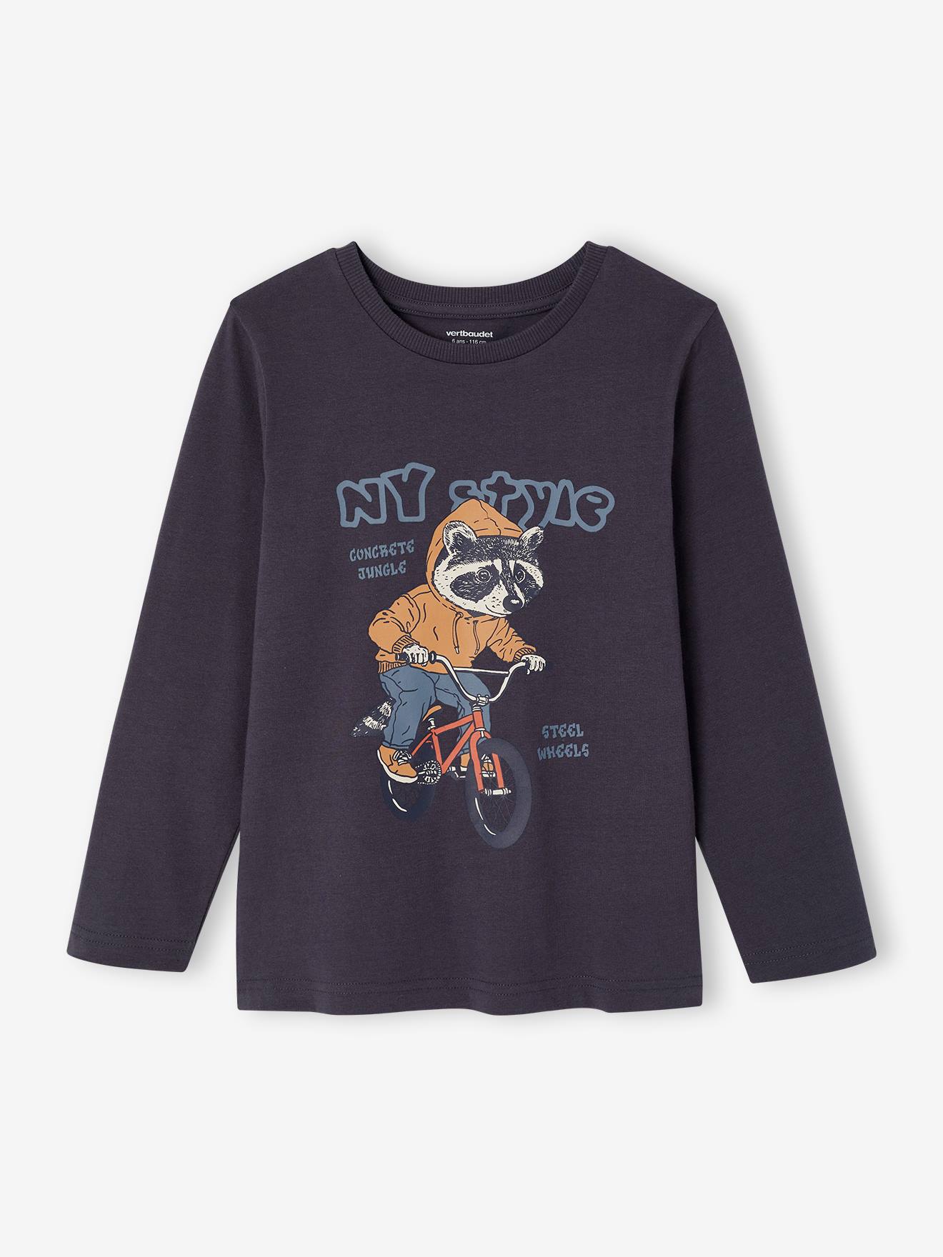T-shirt manches longues garçon gris ardoise