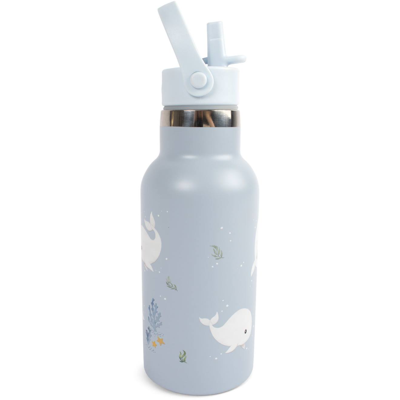 Gourde En Acier Inoxydable Les Contes De Christian La Baleine (350 Ml) Bleu, Blanc