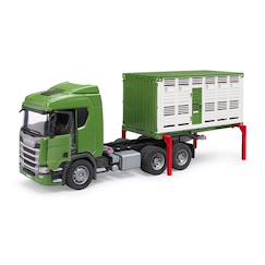 Jouet-Jeux d'imagination-Camion de transport d'animaux scania super 560r avec 1 bœuf