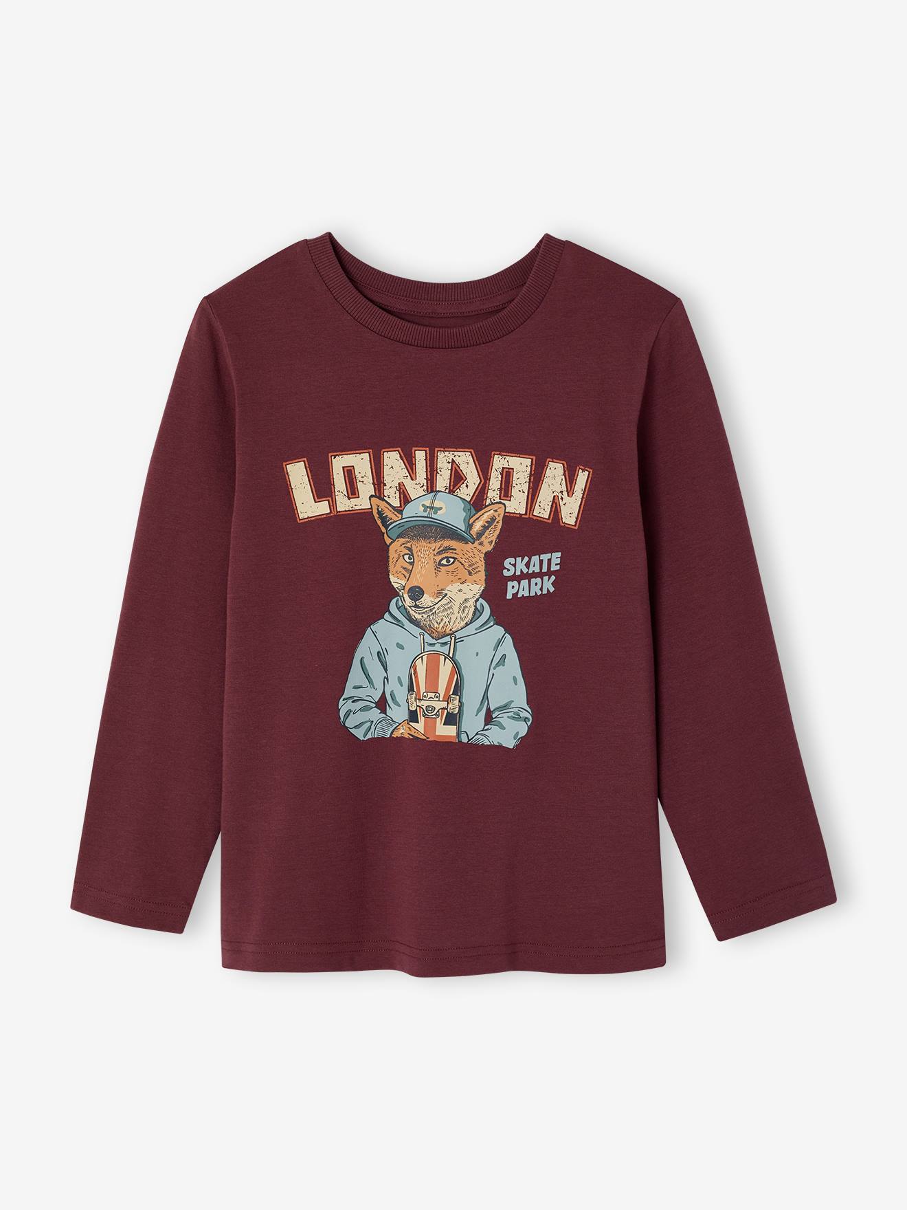 T-shirt manches longues garçon bordeaux