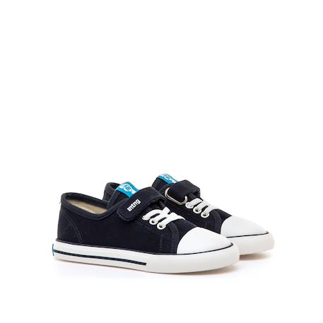 Sneakers garçon fermeture à lacets + scratch Blue marine+White 4 - vertbaudet enfant 
