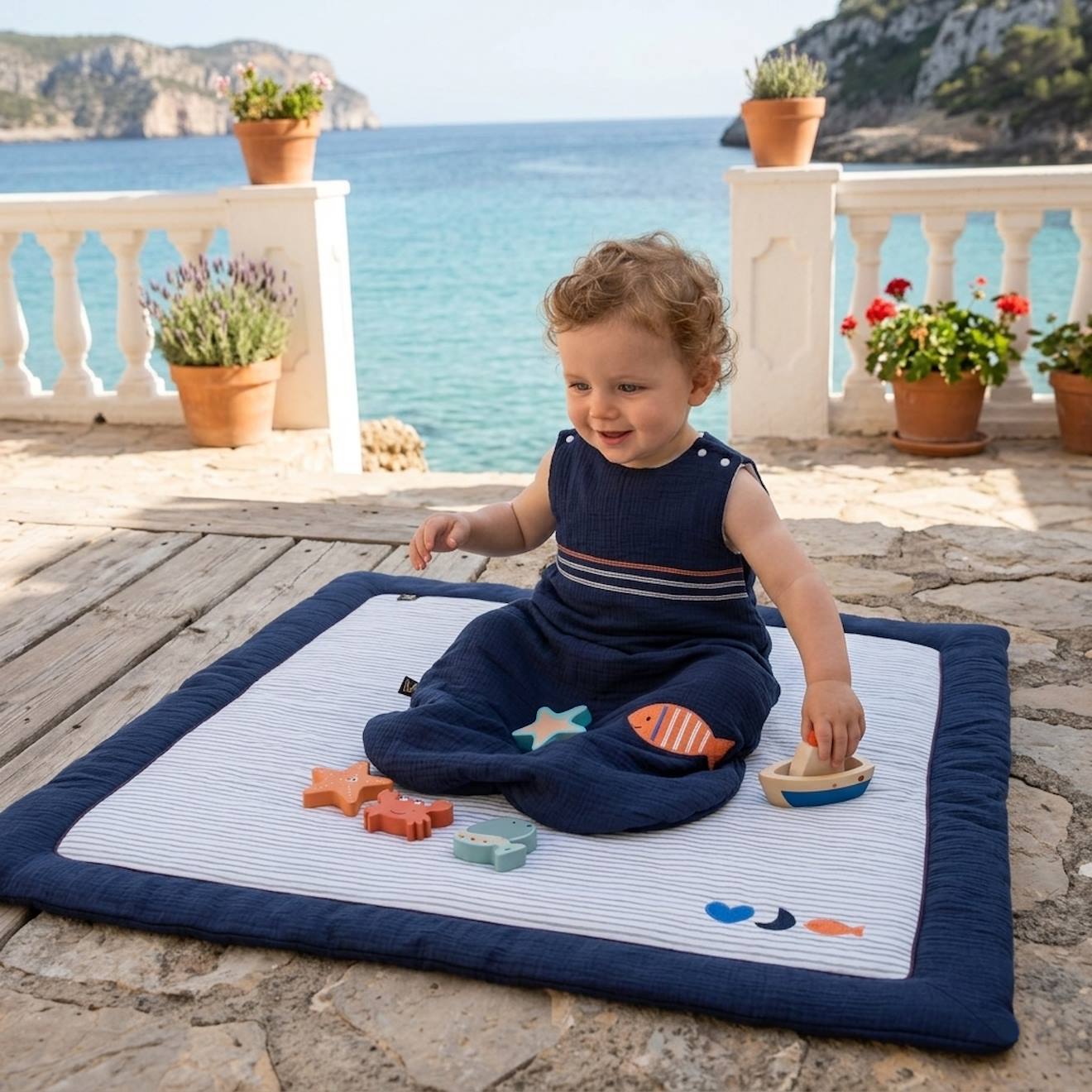 Gigoteuse Bébé Hiver En Double Gaze De Coton - Baby Sailor Bleu
