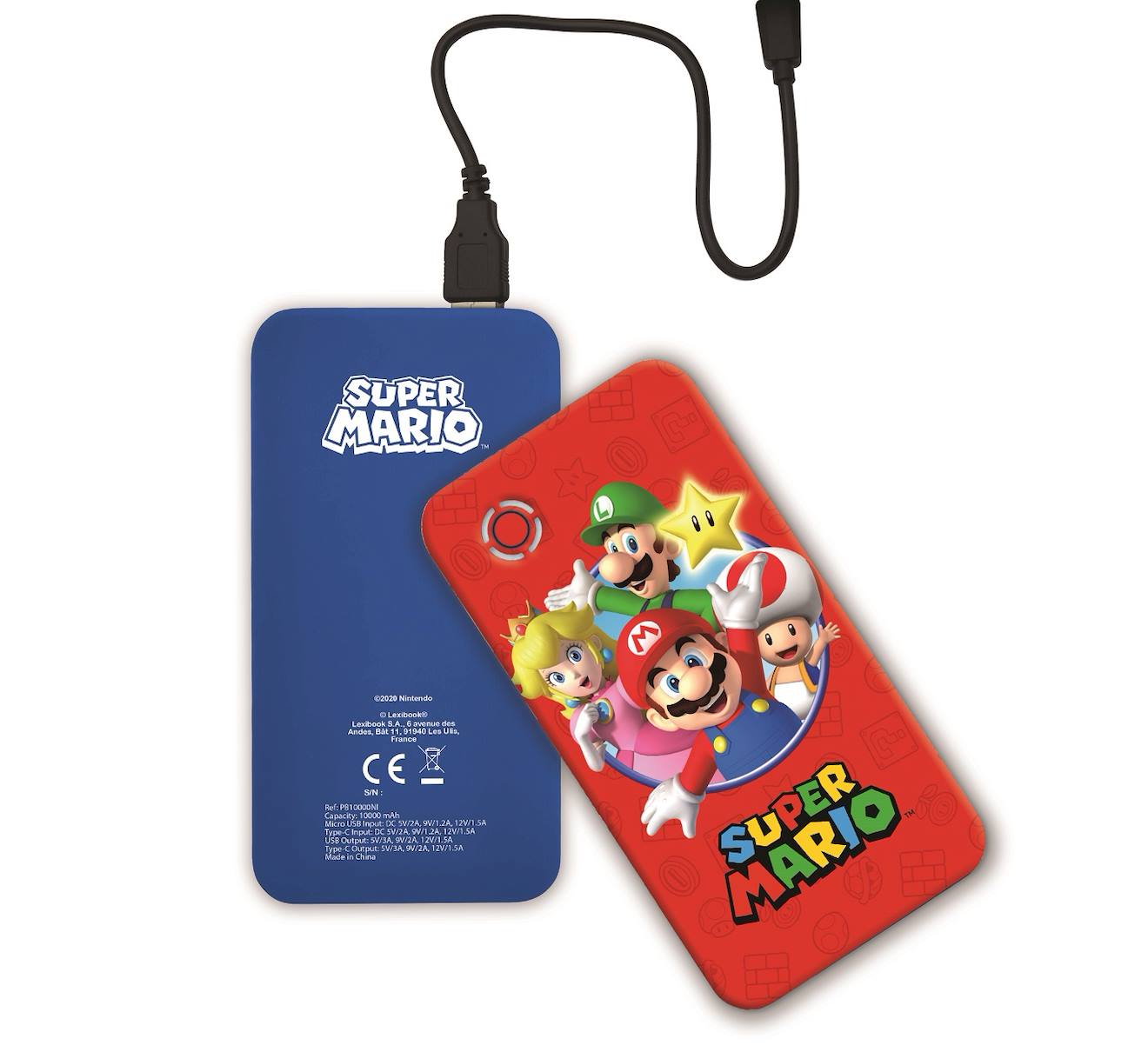 Power Bank À Charge Rapide Super Mario Rouge