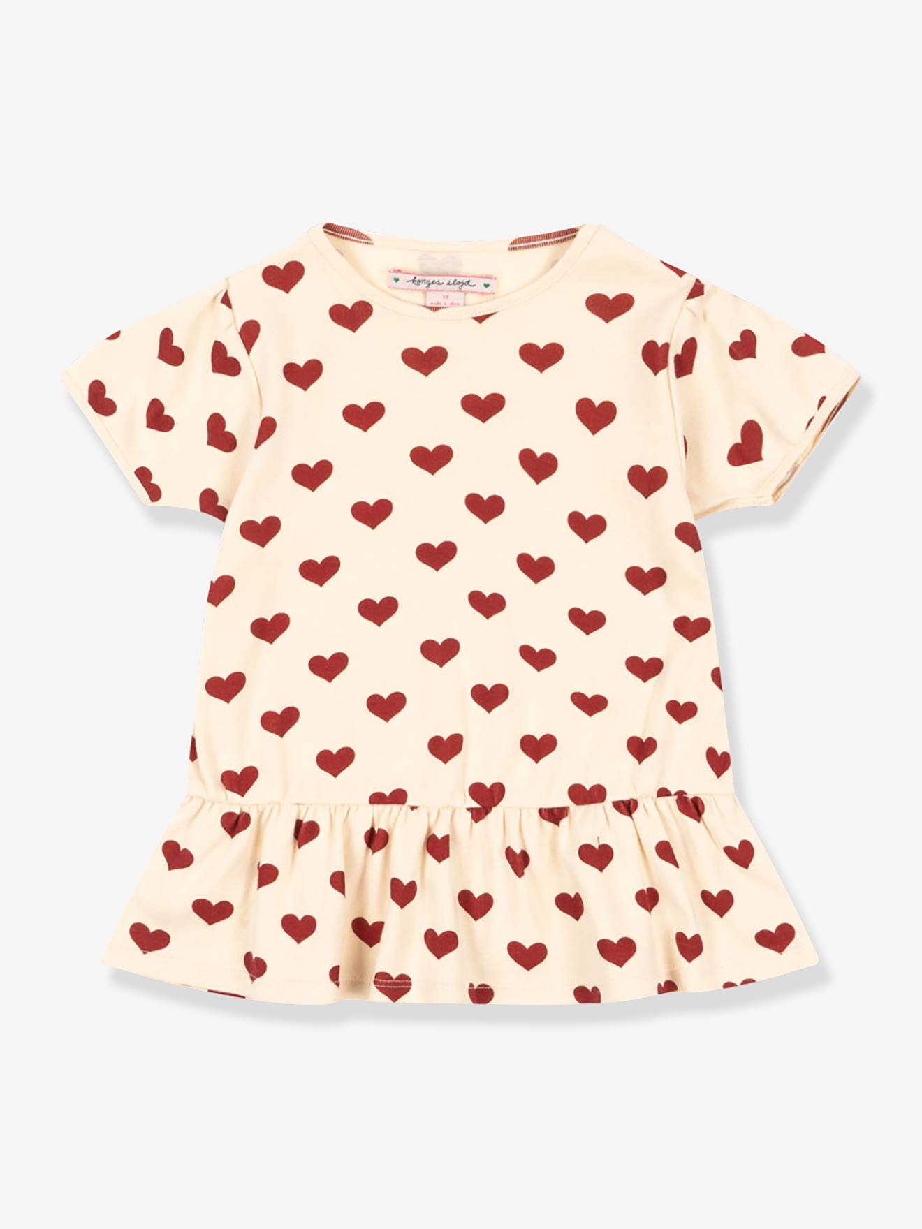 T-shirt bas volant rouge