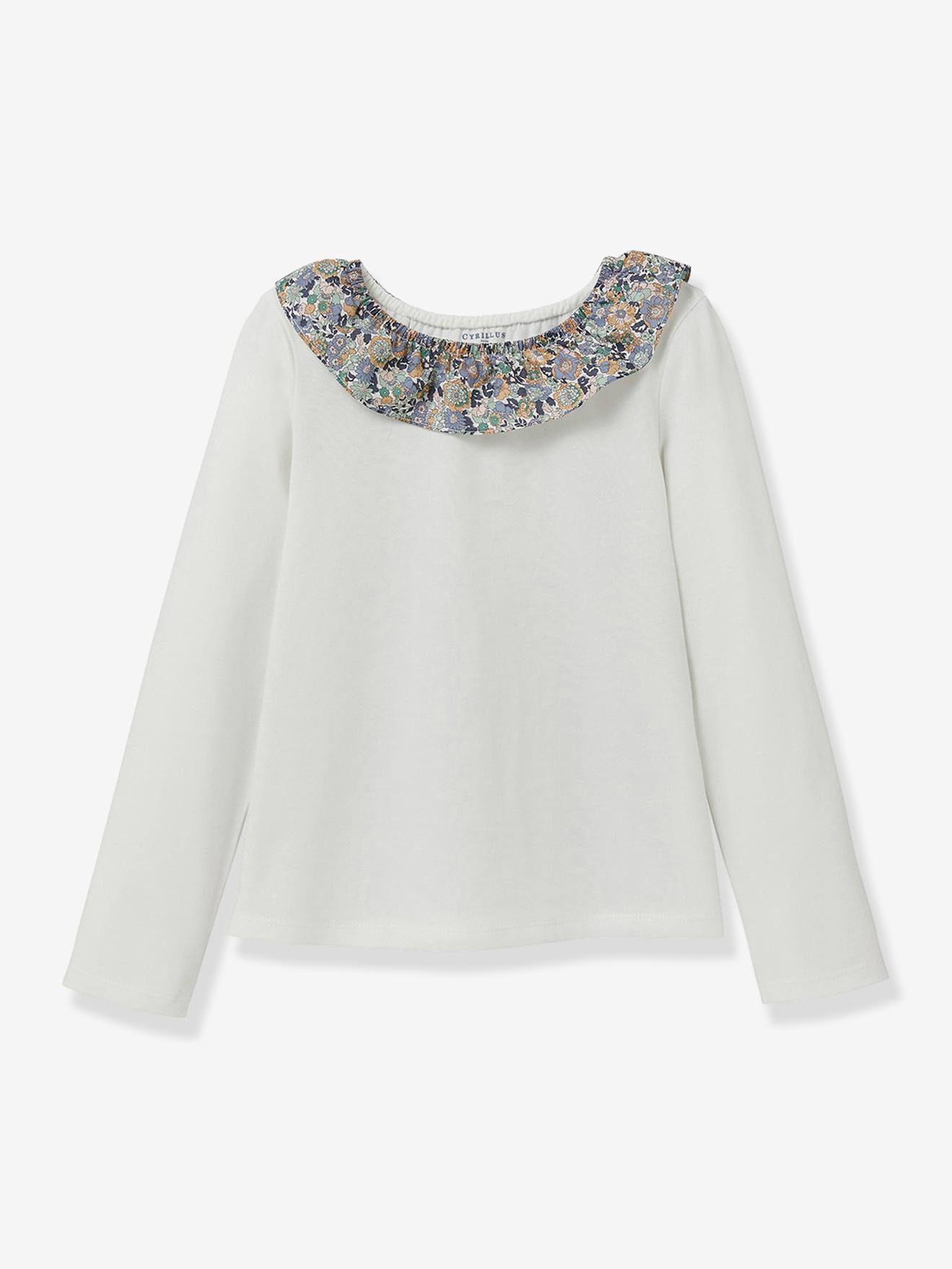 T-shirt col en tissu Liberty coton biologique vert d'eau