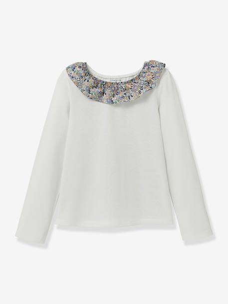 Fille-T-shirt, sous-pull-T-shirt-T-shirt col en tissu Liberty coton biologique