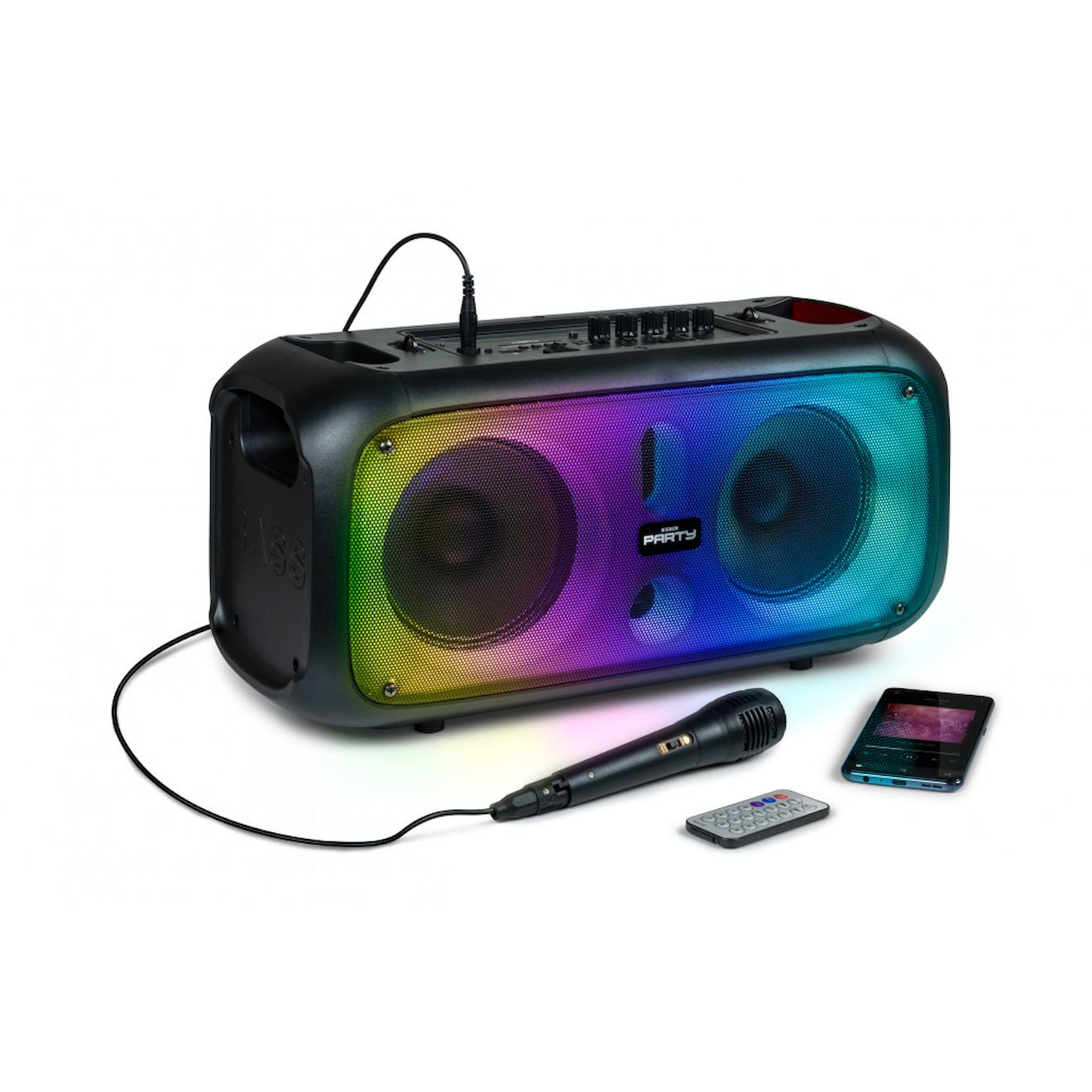 Enceinte Ado Lumineuse À Bandoulière Et Micro Noir