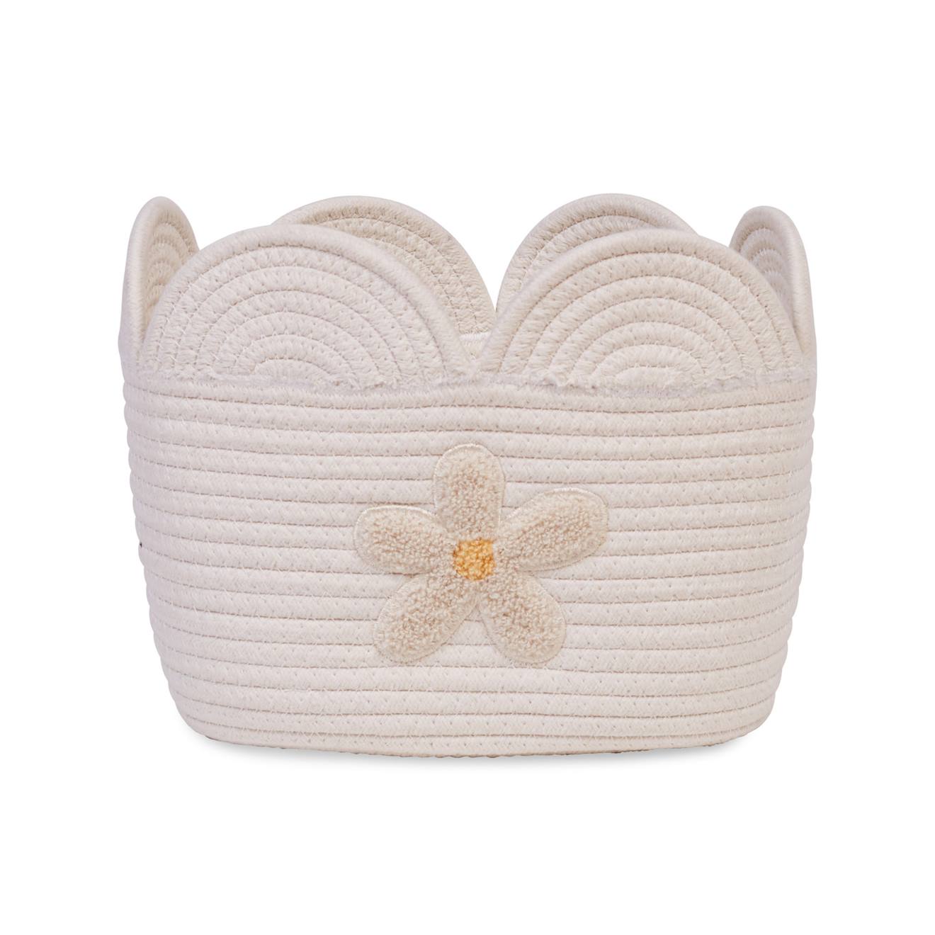 Panier Fleur 30x20x15cm Corde De Coton Blanc Cassé