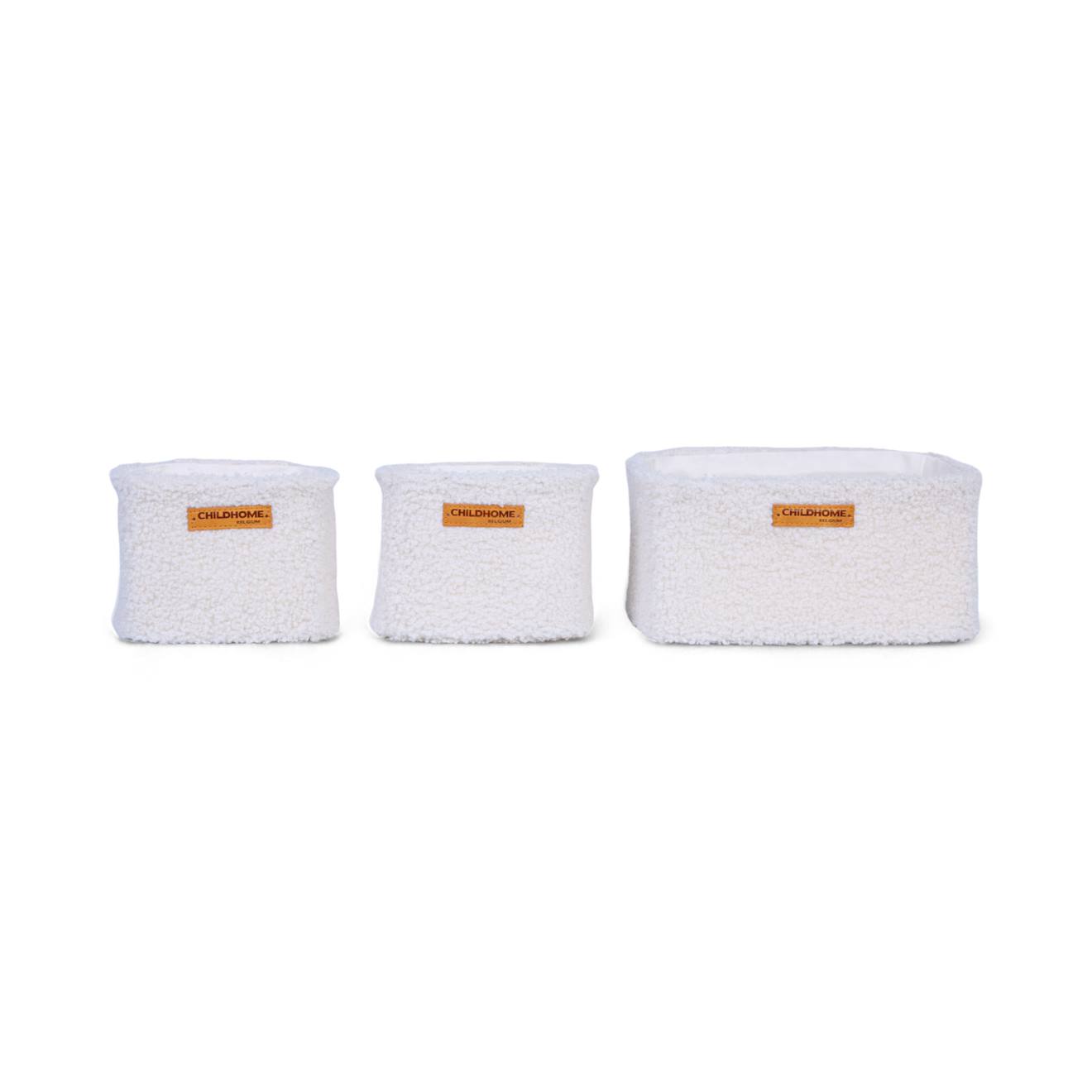 Lot De 3 Paniers De Rangement Suspendus Teddy Blanc Cassé