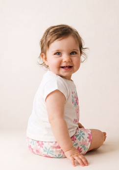 -Ensemble short + haut 100% coton bébé fille