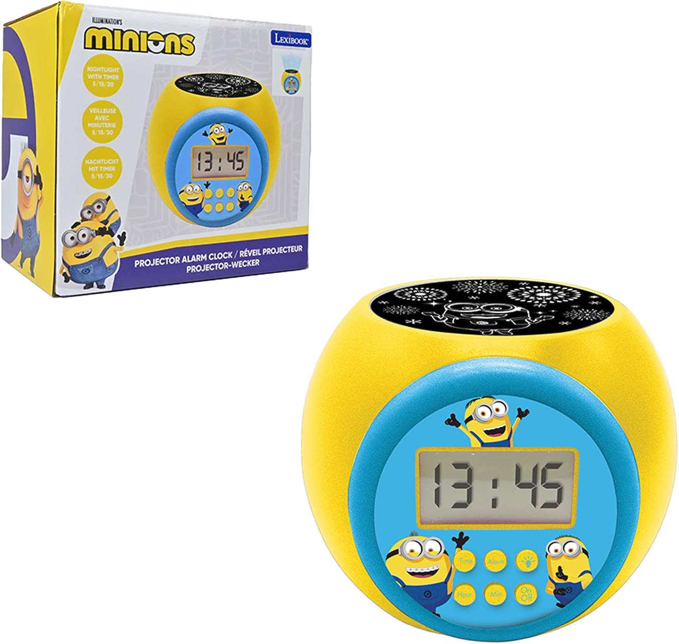 Réveil Projecteur Enfant Minions, Fonction Minuteur Alarme, Veilleuse Avec Minuterie Multicolore