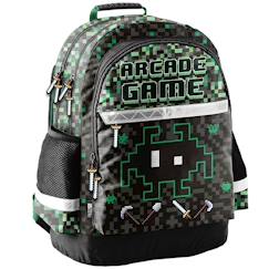 -Sac à dos enfant garçon arcade game motif pixel alien 2 compartiments 41 cm