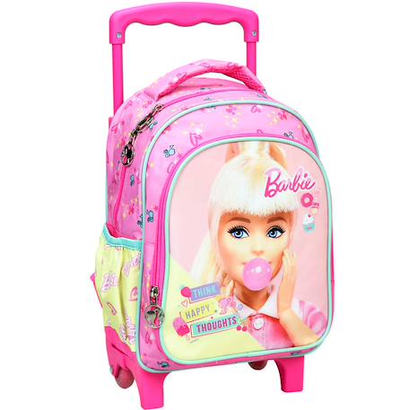 Sac à dos à roulettes maternelle - barbie imprimé chewing-gum - compact et pratique  - vertbaudet enfant