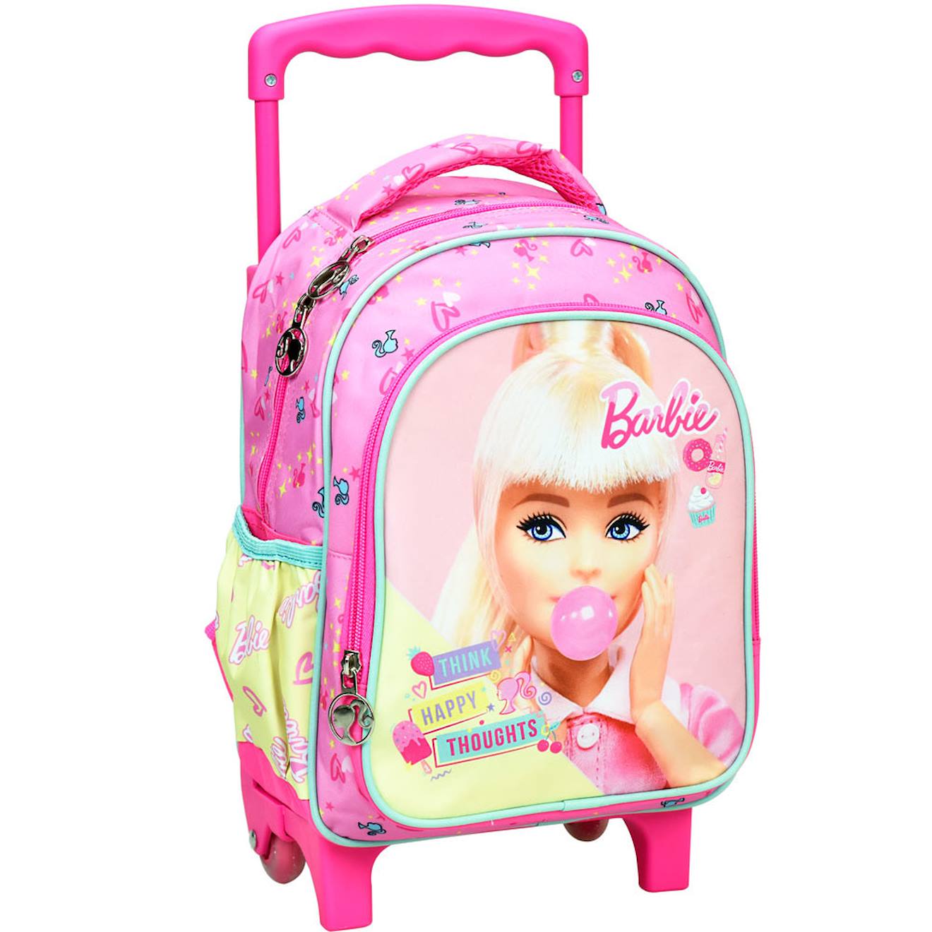 Sac À Dos À Roulettes Maternelle Fille - Barbie Imprimé Chewing-gum - Compact Et Pratique Rose Bonbon
